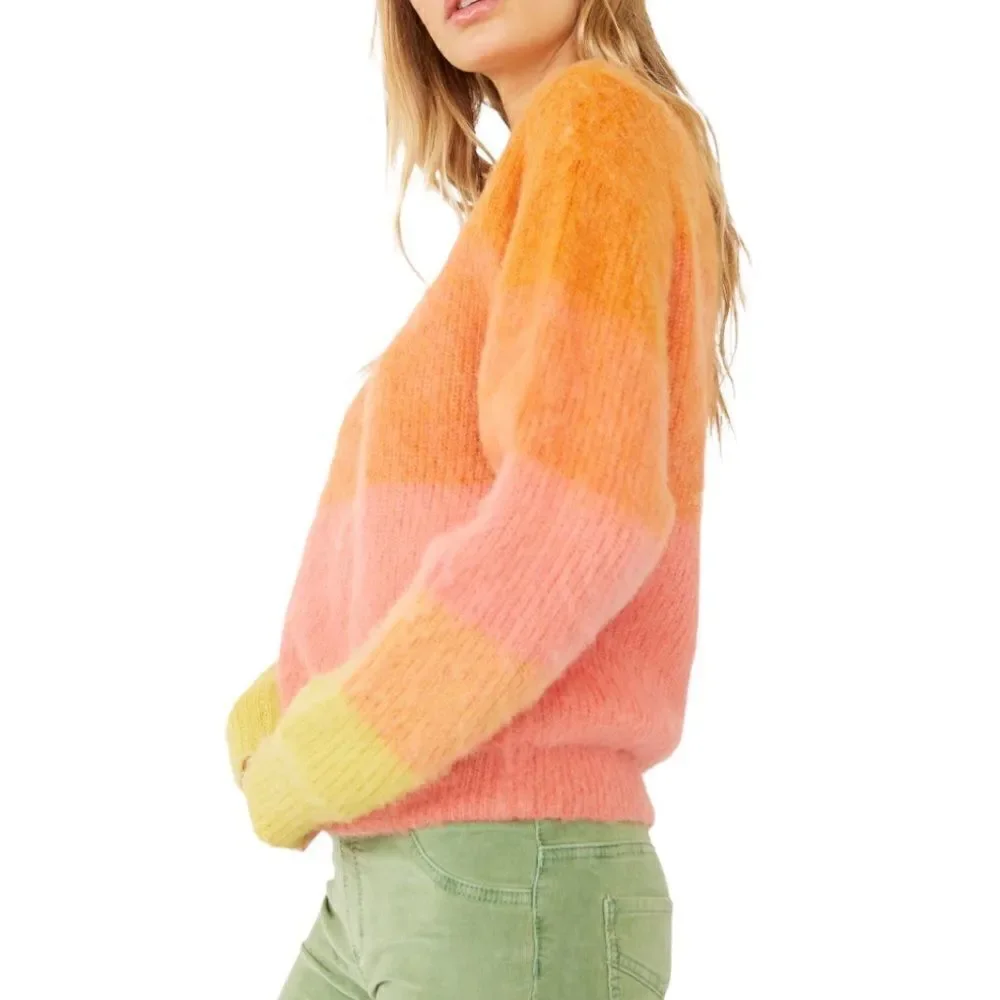 Free People Autumn Sky Stripe Sweater in the size XL